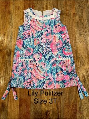 Lilly Pulitzer Girls Floral Shift Dress in Pink, Blue, Turquoise